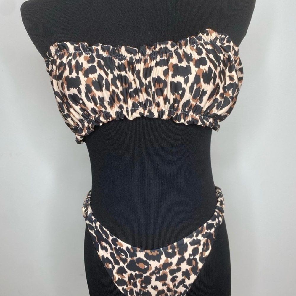 Haute Swimwear Leopard Print Bandeau Bikini